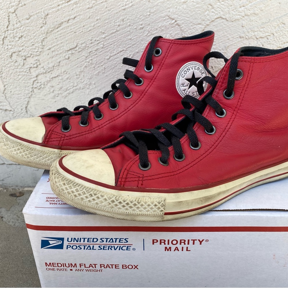 Converse Red and Black High-Top Sneakers